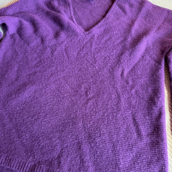 Nordstrom Women's Cashmere V Neck Sweater, Ribbed, Purple, Size M - Picture 5 of 8